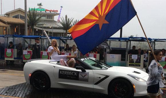 Miss Arizona and a very wet Corvette
